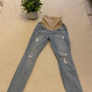 Skinny Leg Distressed Maternity Jeans